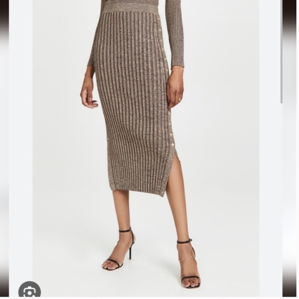 House of Harlow size small Knit Midi Skirt Side Button Black Gray Combo NWT $128